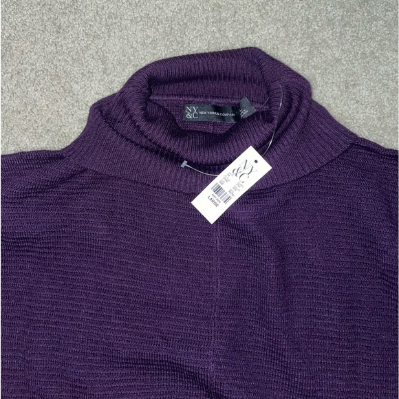 NY & Company purple batwing turtle neck tunic sweater - Picture 4 of 8